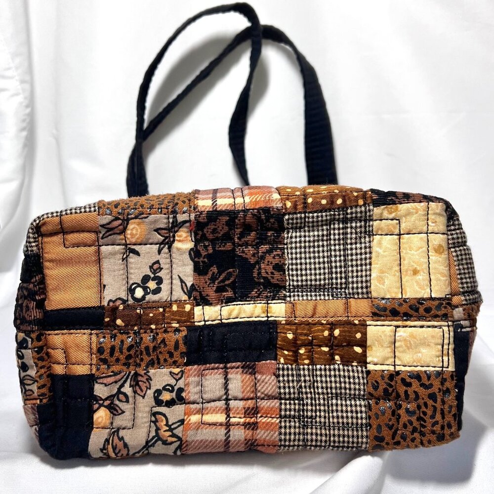 Donna Sharp Quilted Belt Buckle Purse-Brown Mix Medium Shoulder/Tote Purse Bag - Picture 11 of 16